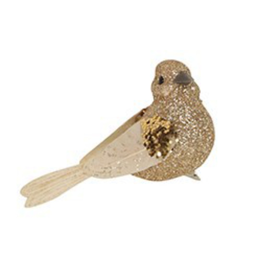 Clip Gold Glitter and Feather Bird image 0